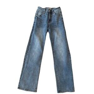 LOVE SOHO Women's Straight Blue Denim Jeans Size 00 Button/Zip Closure Pockets